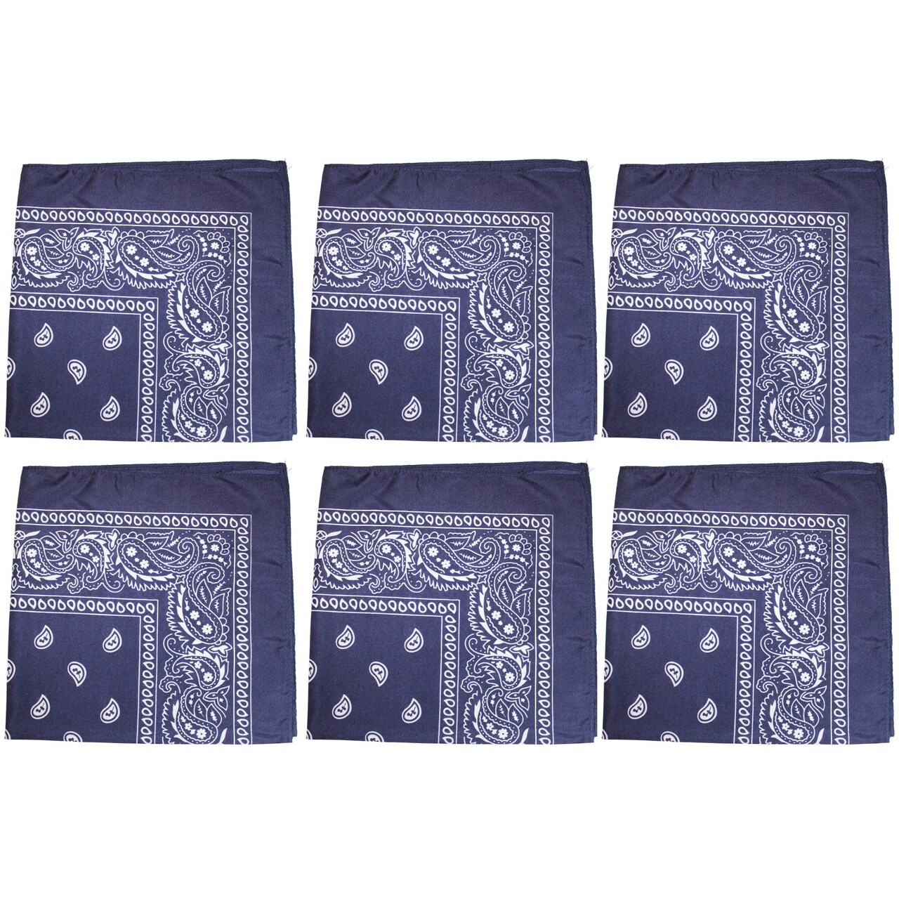 6 Pack Polyester Bandanas with Paisley Print Durable and Fast-Drying